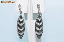 Cercei MAGNIFICI ornati cu 1,05CT DIAMANTE albe+negre !!! foto