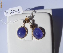 Cercei aur cu 2 TANZANITE cabochon mari de 4,5CT fiecare foto