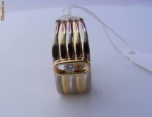 Inel designer UNICAT aur 18K, 8.7g, cu DIAMANT 3.1mm VVS care se plimba in montura foto