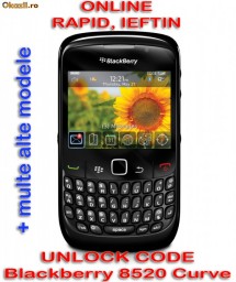 DECODARE BLACKBERRY 8520 CURVE ONLINE, PE IMEI *** RAPID SI IEFTIN *** Trimit codul pe mail, Y, Skype etc. *** PRET PROMOTIONAL *** foto