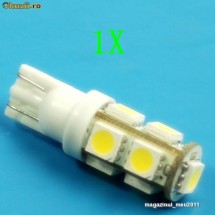 bec led T10 leduri pozitie 9 smd- pozitie, interior sau numar, led-uri, becuri pozitie foto