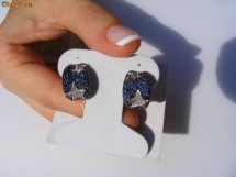 Cercei designer aur 14K, 7.1g, model UNICAT ornati cu 3.9 CARATE SAFIRE si BRILIANTE ! foto