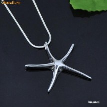 LANTISOR deosebit cu PANDANTIV in forma de STELUTA DE MARE,  PLACAT CU ARGINT 925 (marcat 925)! Lant superb! Cea mai buna idee de cadou!!! foto