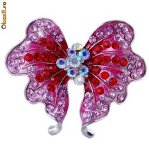 Brosa funda placata cu aur alb 18K si aplicatii de cristale Swarovski foto