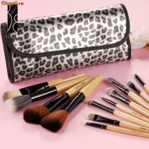 Trusa Set 12 Pensule Machiaj Leopard FRAULEIN Profesionale din Par Natural FRAULEIN38 foto