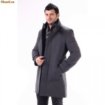 Palton Barbati Cambrat Model ZARA  Gri foto