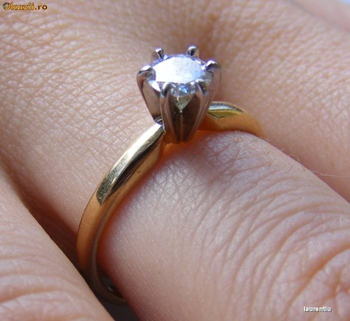 Inel logodna aur 14k cu BRILIANT solitaire de 1/2 carat !!! foto mare