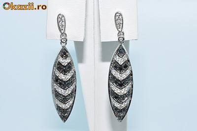 Cercei MAGNIFICI ornati cu 1,05CT DIAMANTE albe+negre !!! foto mare