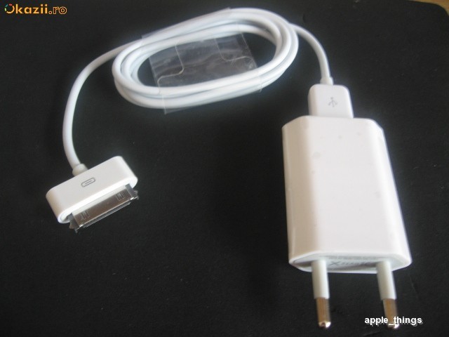 Incarcator Priza + Cablu de Date Apple iPod Nano Classic Touch iPhone 4 3GS 3G 2G foto mare