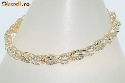 Bratara aur 14K (14grame) model twist ornata cu 3.3CT DIAMANTE foto mare