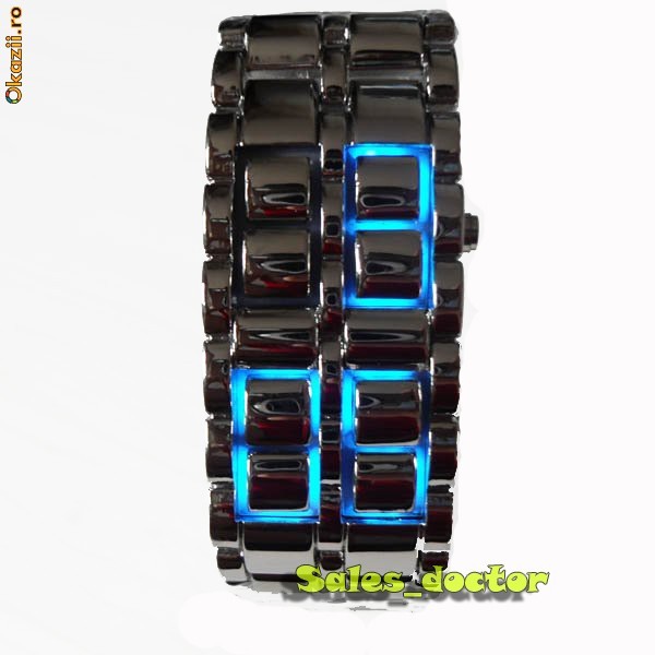 Super ceas led-uri Iron Samurai Lava blue / albastru barbati! 2,5 cm latime! bratara foto mare