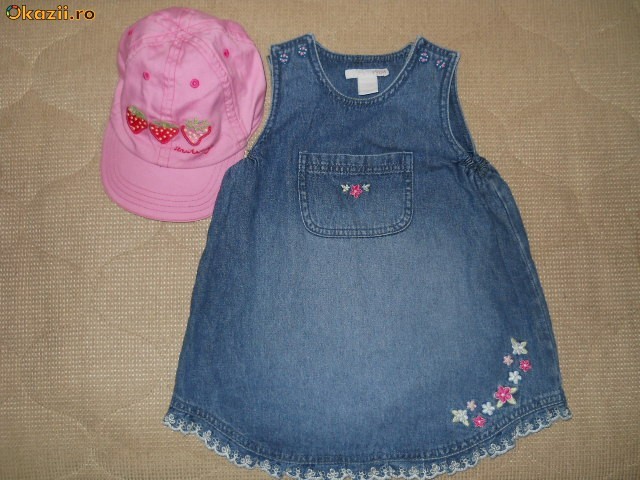 rochita blugi fetite H&M 9/12 luni si sepcuta NEXT foto mare