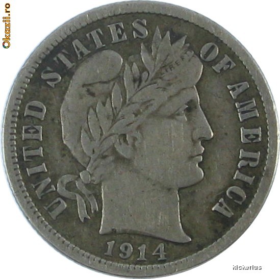 One Dime - 10 Centi 1914 - Argint -  San Francisco - Rar foto mare