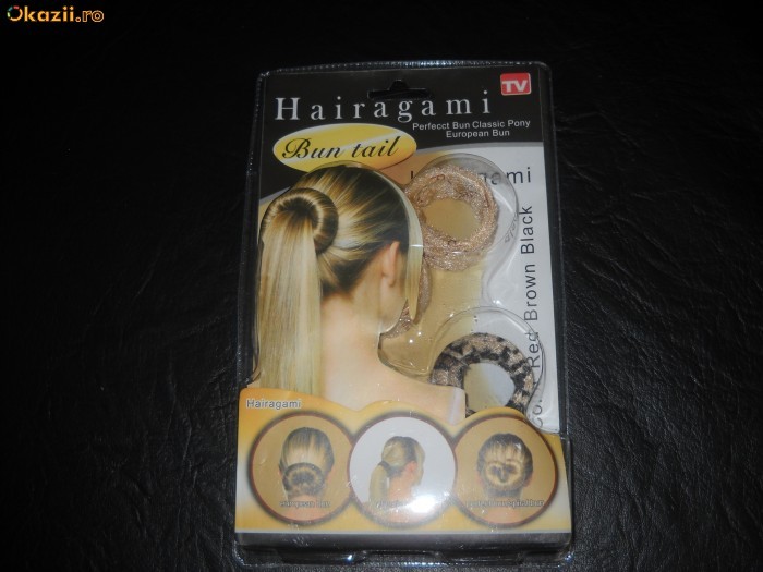 HAIRAGAMI pentru diverse moduri de a-ti prinde parul. Coc elegant, coada de cal, si multe altele. Vazut la TV foto mare