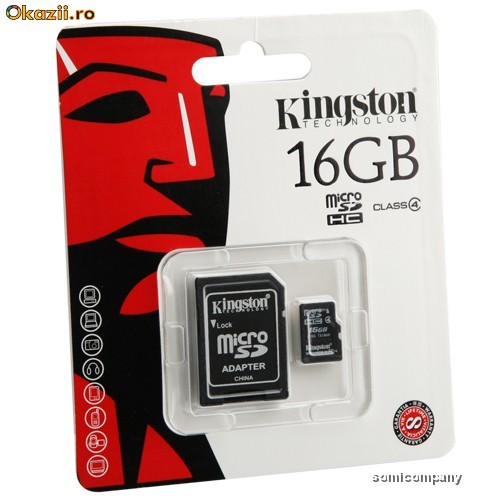CARD microSD 16GB KINGSTON CU ADAPTOR SD CLASS 4 foto mare
