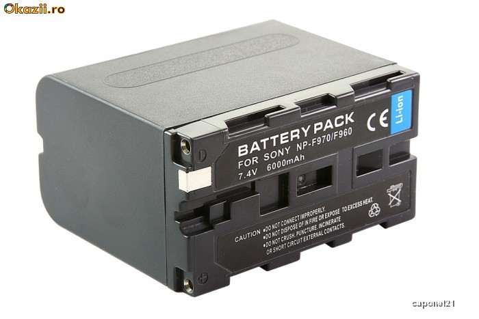 Acumulator replace NP-F960 6000mAh pentru camera video SONY CCD-F CCD-SC CCD-TR CCD-TRV DCR-TRV DSC-CD DSR HCR-HC MVC-FD foto mare