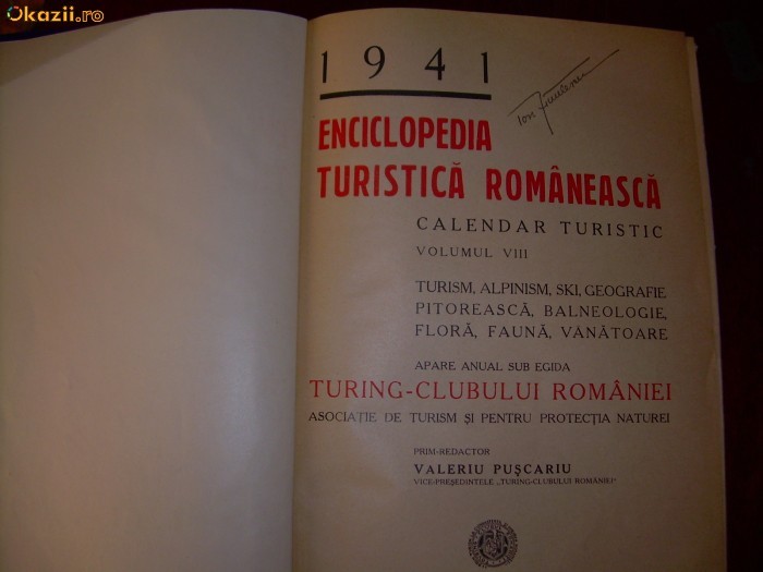 Enciclopedia turistica a Romaniei-Calendar turistic-vol VIII1941 foto mare