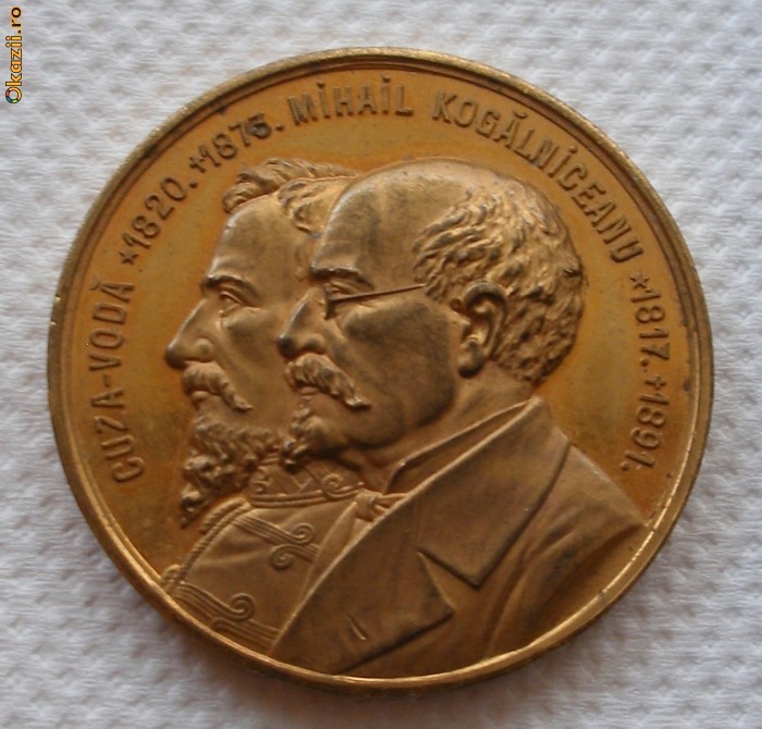 Cuza Voda 1820 - 1870 ; Mihail Kogalniceanu 1817 - 1891; In Amintirea Ridicarii Statuilor Lor in Iasi - Carol I foto mare