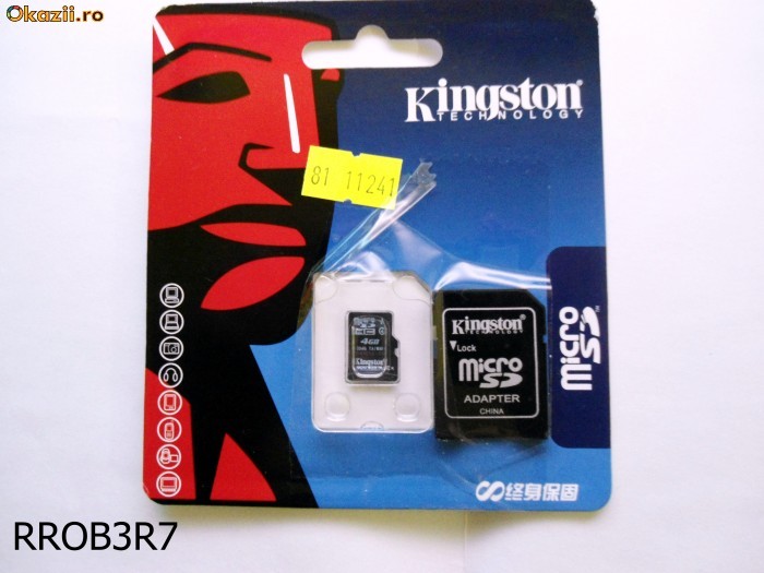 Card Kingston   Micro  SD 4GB  Cadou  Adaptor Micro SD Kingston foto mare