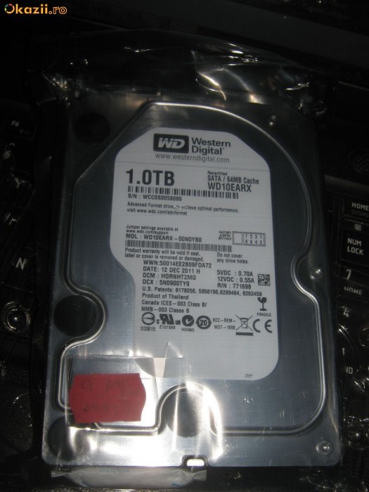Vand Hard Disk 1 TB S-ATA 3 Western Digital 64 Mb Cache NOU NOUT foto mare