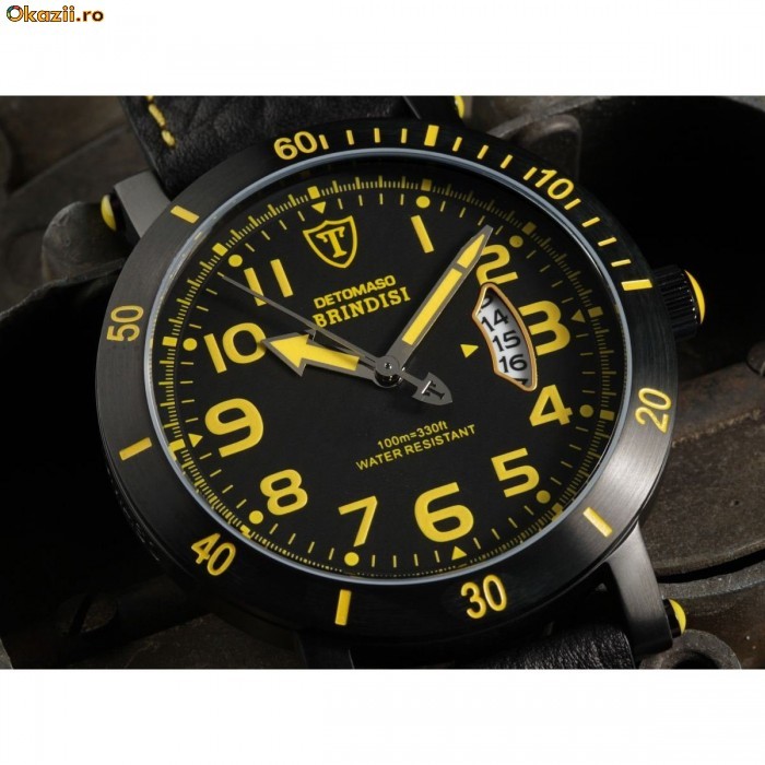 Ceas sport  DETOMASO  BRINDISI Yellow . data , 10 ATM foto mare
