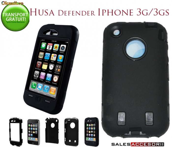 HUSA DEFENDER IPHONE 3G 3GS NEGRU BLACK - TRANSPORT GRATUIT! foto mare