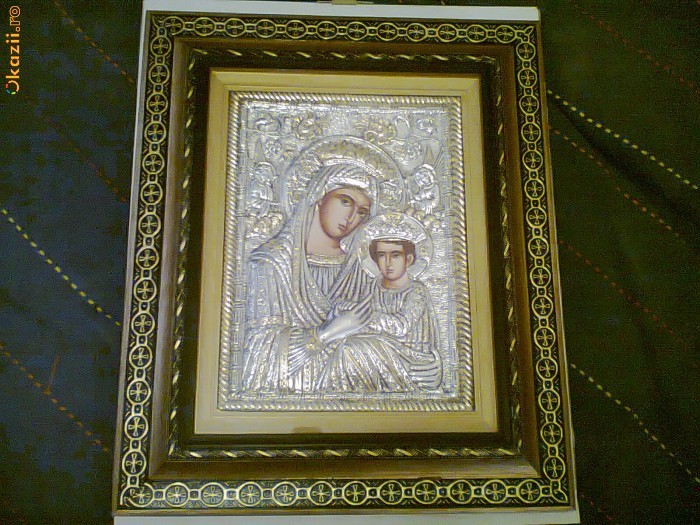 Icoana argint 925 si suflata cu aur, lucrata manual foto mare