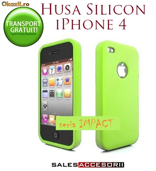 HUSA SILICON VERDE IPHONE 4 - TRANSPORT GRATUIT foto mare