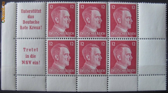 Germania 1941 - Uzuale / Adolf Hitler - Bloc de timbre cu tabs foto mare