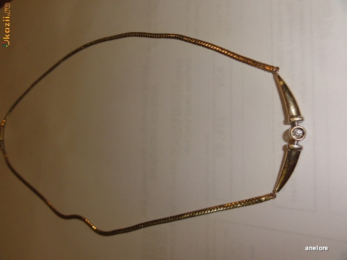 SUPER OKAZIE!-COLIER DIN AUR MASIV DE 14K CU UN DIAMANT [BRILL.] DE 0,15CT foto mare