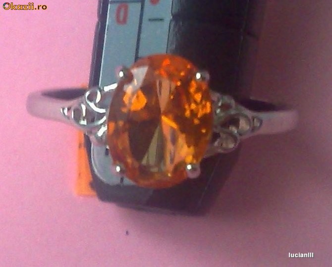 INEL deosebit PLACAT CU ARGINT cu piatra CITRIN! Cadou de Valentine's Day si Dragobete! Licitatie clasica !!! foto mare