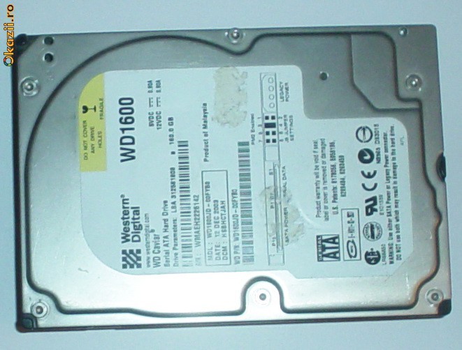 HDD WESTERN DIGITAL 160GB S-ATA 100LEI,SI SEAGATE BARRACUDA 160GB,IDE,100LEI foto mare