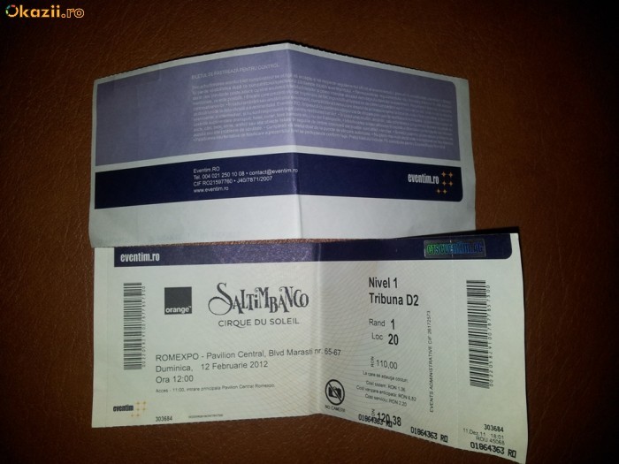 Bilete Cirque de Soleil 12.02.2012 ora 12 Nivel 1 Tribuna D2 rand 1 -VANDUTE foto mare