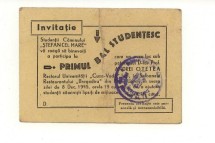 Invitatie la Balul Studentesc,Universitatea Cuza Voda Iasi,1945 foto